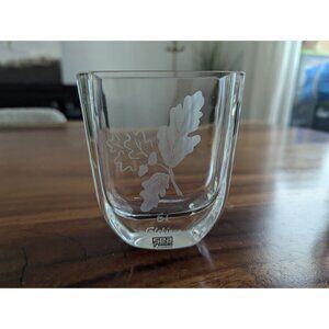 Handmade Sea Of Sweden Glass Tumbler With Oak Leaf Etching Blekinge
